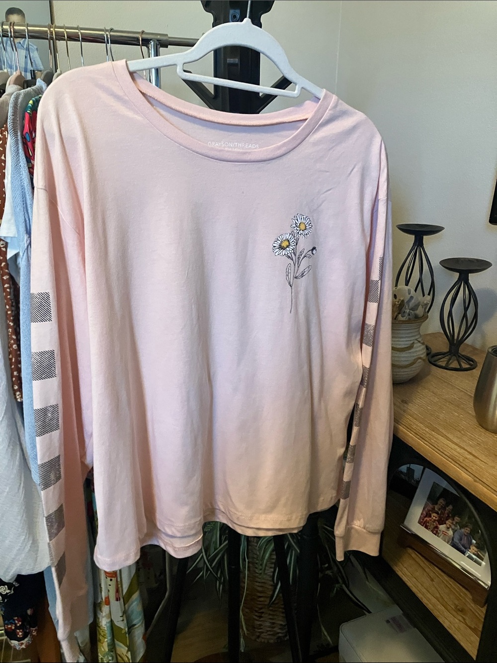 Grayson Threads Light Pink Long-Sleeve Daisy Tee